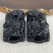 Certified Natural Type A Black Omphacite Jadeite Pixiu pair Pendant Each About 62.82g 49.5 by 28.0 by 21.6mm And 58.24g 50.2 by 28.5 by 19.9mm - Huangs Jadeite and Jewelry Pte Ltd
