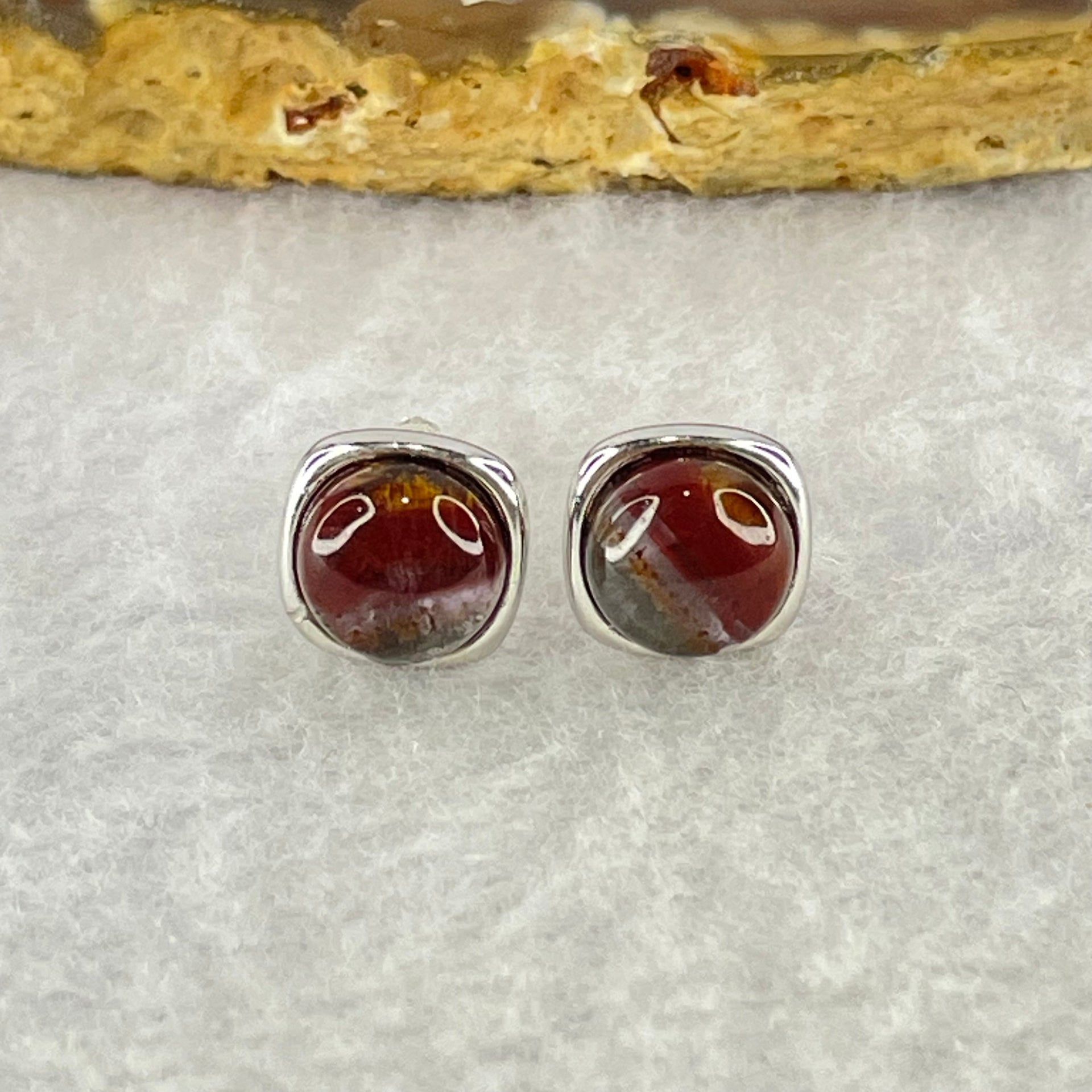 Good Grade Natural Auralite 23 S925 Silver Earrings 2.20g 8.0 by 4.0mm - Huangs Jadeite and Jewelry Pte Ltd