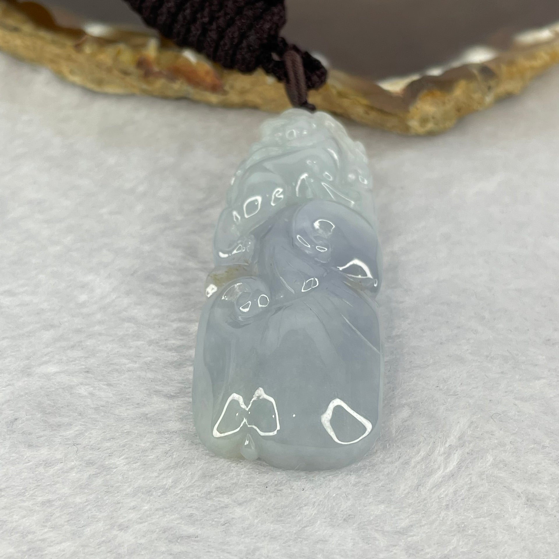 Certified Type A Intense Lavender Jadeite Pixiu on Ruyi Pendent 22.23g 55.6 by 22.8 by 9.5 mm - Huangs Jadeite and Jewelry Pte Ltd