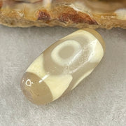Natural Powerful Tibetan Old Oily Agate 3 Eyes Dzi Bead Heavenly Master (Tian Zhu) 三眼天诛 2.86g 20.1 by 9.9mm - Huangs Jadeite and Jewelry Pte Ltd