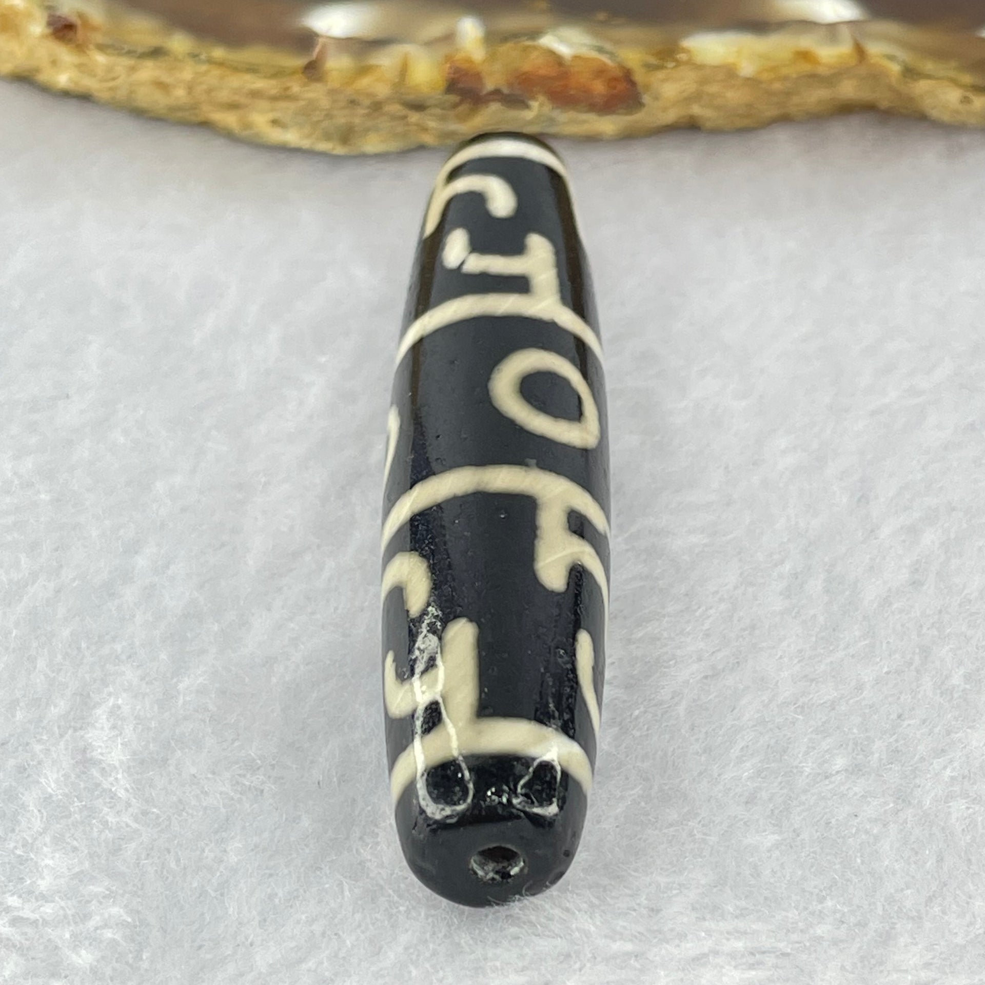 Natural Powerful Tibetan Old Oily Agate 3 Eyed Dharma Vajra Dzi Bead Heavenly Master (Tian Zhu) 三眼金刚杵天珠 15.33g 59.1 by 12.9mm - Huangs Jadeite and Jewelry Pte Ltd