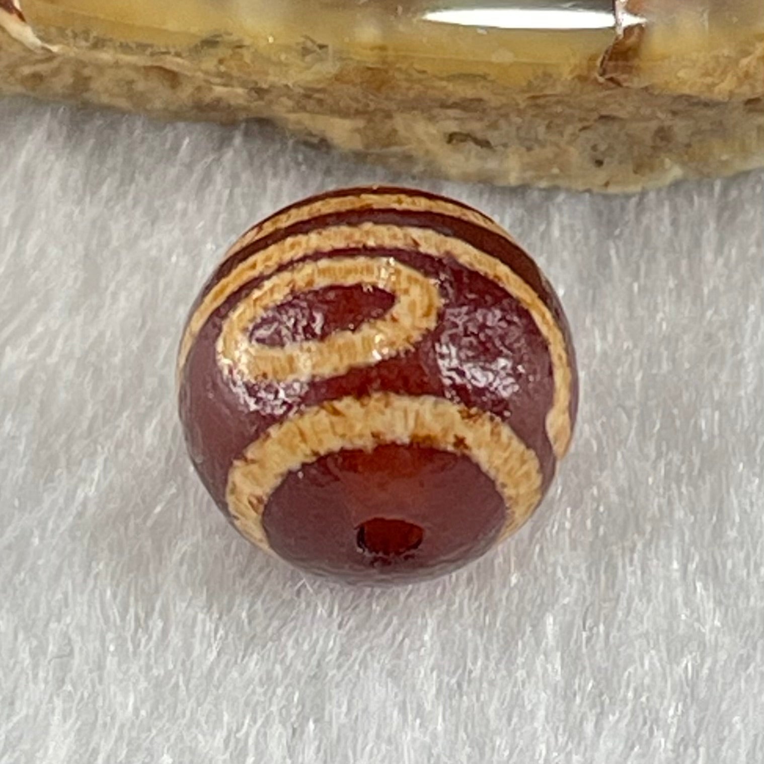 Natural Powerful Tibetan Old Oily Agate 2 Eye Dzi Bead Heavenly Master (Tian Zhu) 二眼天珠 1.42g 10.1 by 10.3mm - Huangs Jadeite and Jewelry Pte Ltd