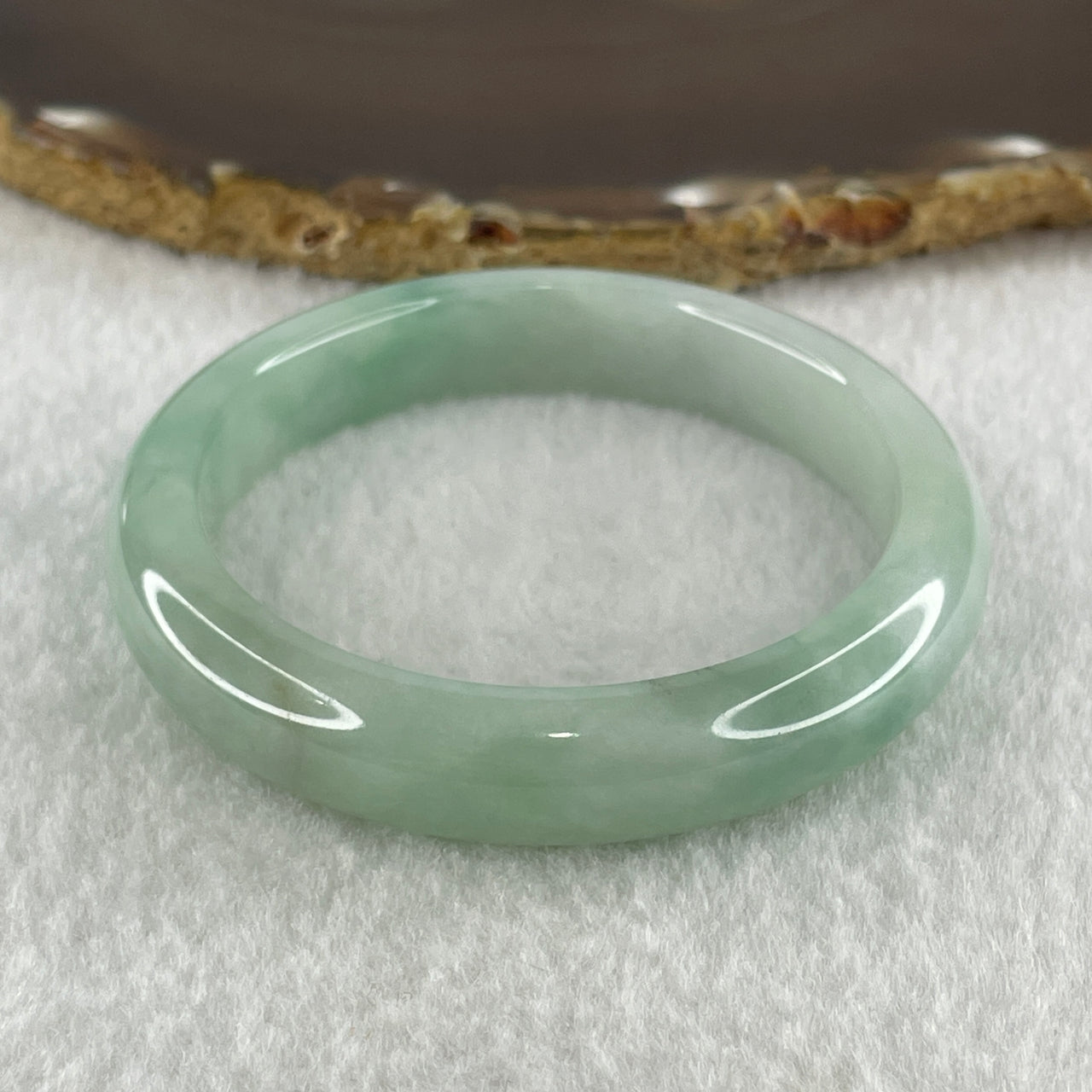 Type A Natural Light Green with Blueish Green Flora Piao Hua Jadeite Bangle 43.45g Inner Diameter 51.9mm 11.2 by 7.6mm (Very Very Slight Internal Lines) - Huangs Jadeite and Jewelry Pte Ltd