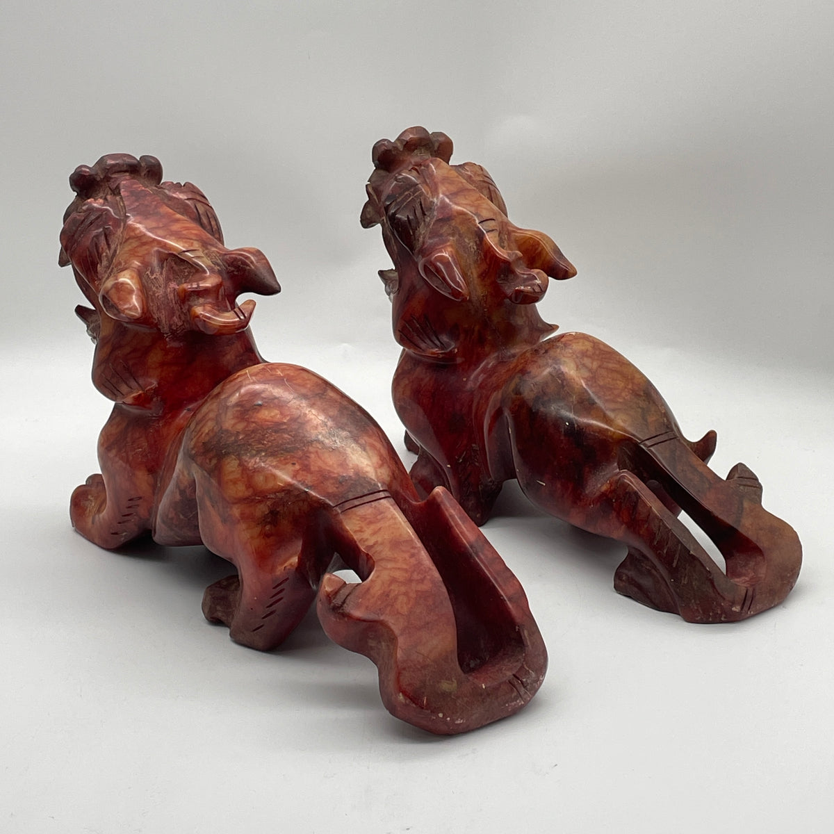 Antique Old Jade (Guyu) Pair of Pixiu Display Total Weight 6,534.7g 270.0 by 85.0 by 175.0mm Each