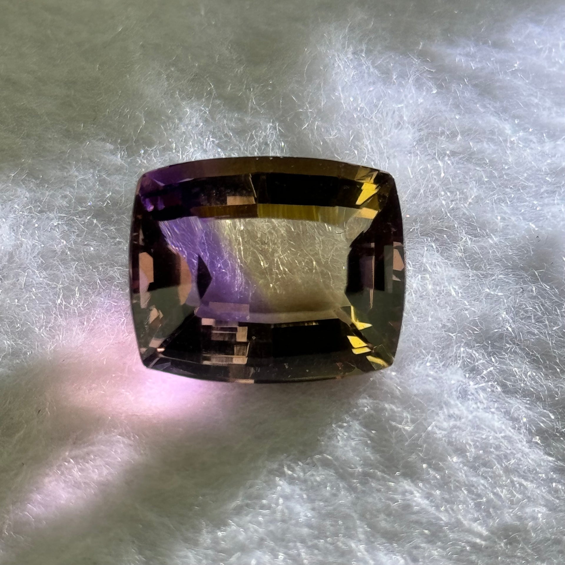 Natural Faceted Ametrine Parallelogram Shape 16.63ct 17.3 by 14.1 by 9.4mm - Huangs Jadeite and Jewelry Pte Ltd