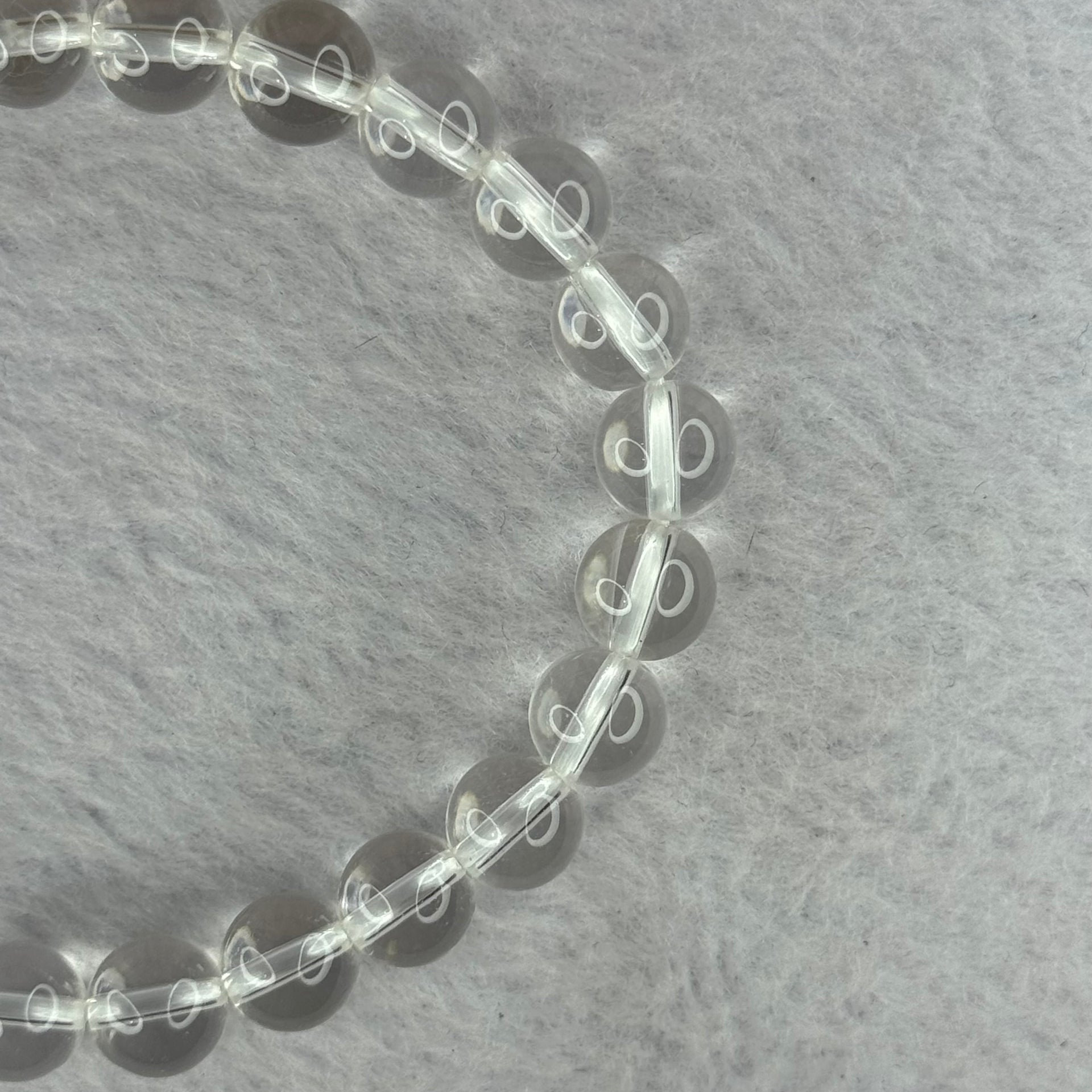 Natural Clear Quartz Bracelet 天然白水晶手链 18.70g 16.5cm 8.4mm 24 Beads - Huangs Jadeite and Jewelry Pte Ltd