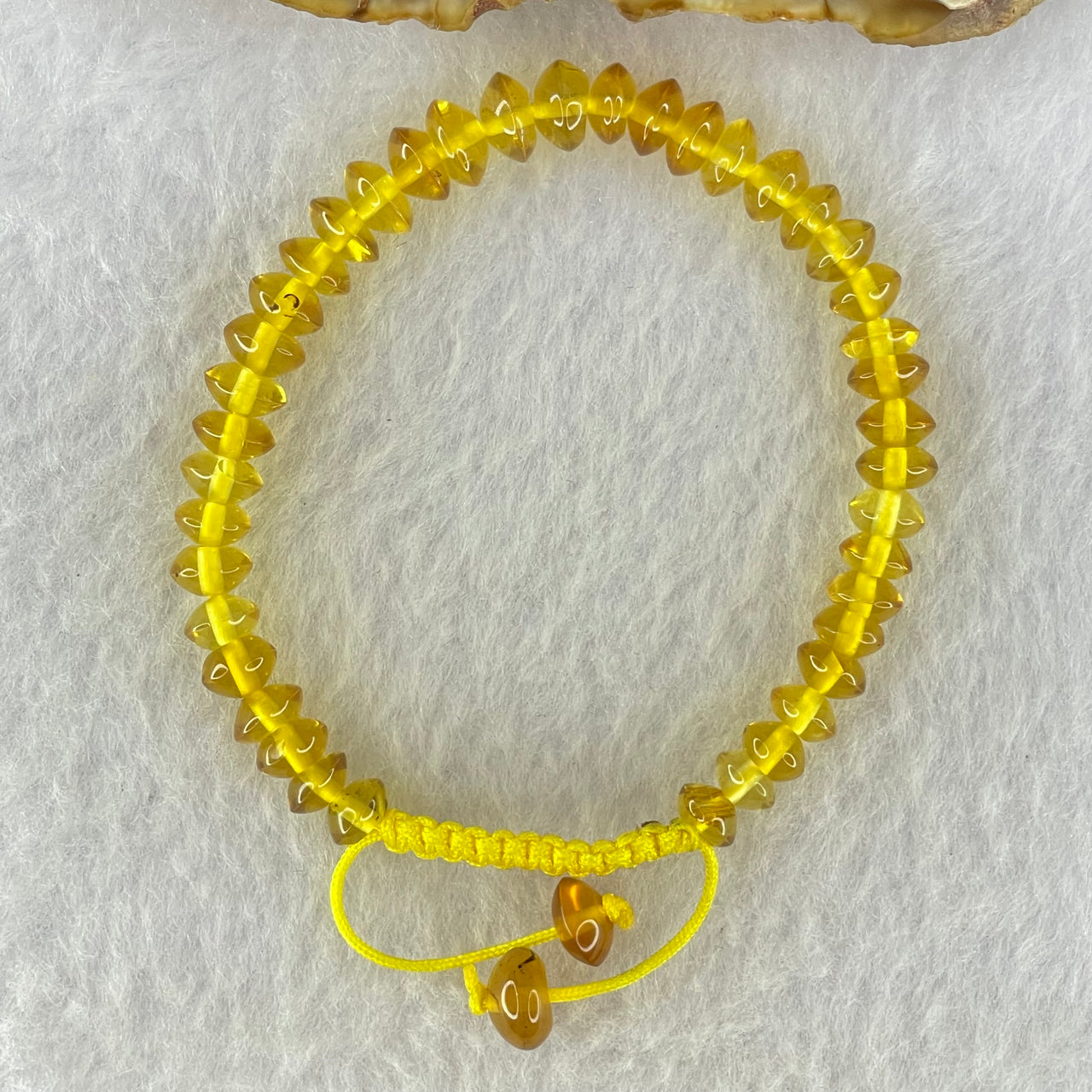 Natural Yellow Amber Beads String Bracelet 3.90g 15cm 6.9mm 41 Beads - Huangs Jadeite and Jewelry Pte Ltd