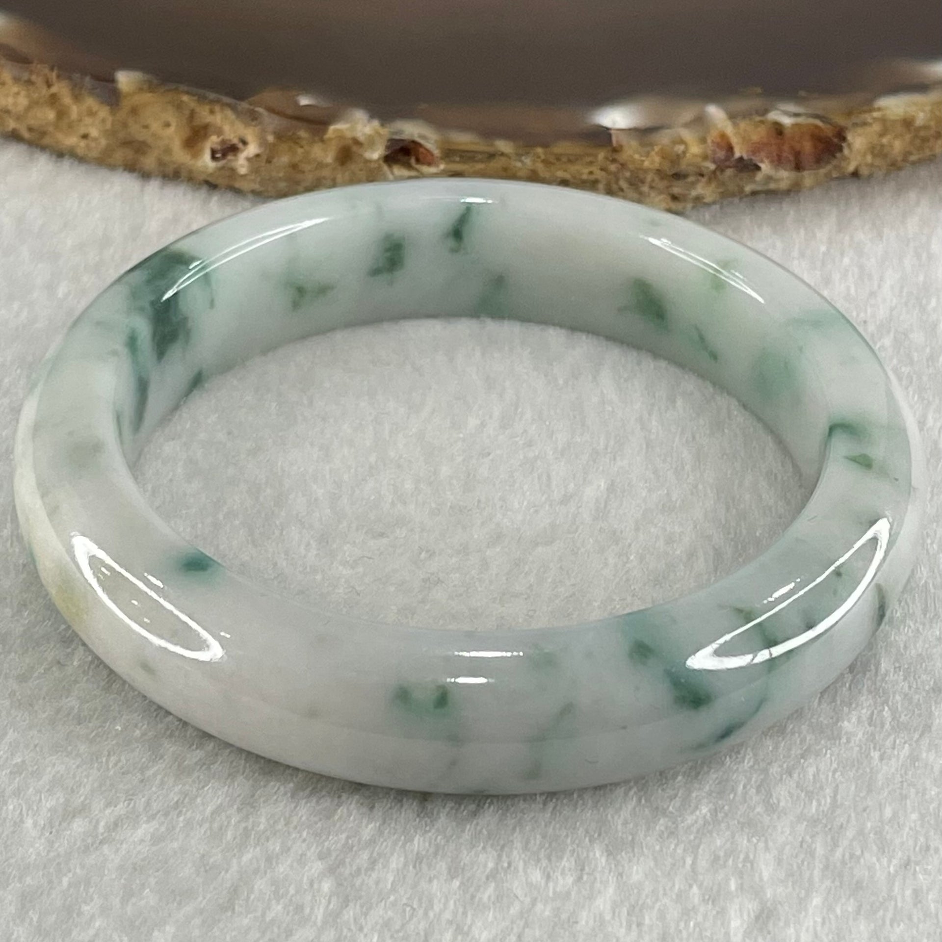 Type A Light Green Lavender with Blueish Green and Yellow Piao Hua Jadeite Bangle 49.56g Internal Diameter 52.5mm 11.7 by 8.2mm (Very Slight Internal Line) - Huangs Jadeite and Jewelry Pte Ltd
