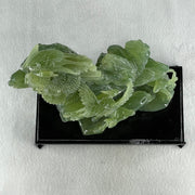 Natural Icy Dark Green Serpentine Double Reindeers with Twin Cranes on Shan Shui with Wooden Stand Display 1,804.8g 210.0 by 109.0 by 228.0mm - Huangs Jadeite and Jewelry Pte Ltd