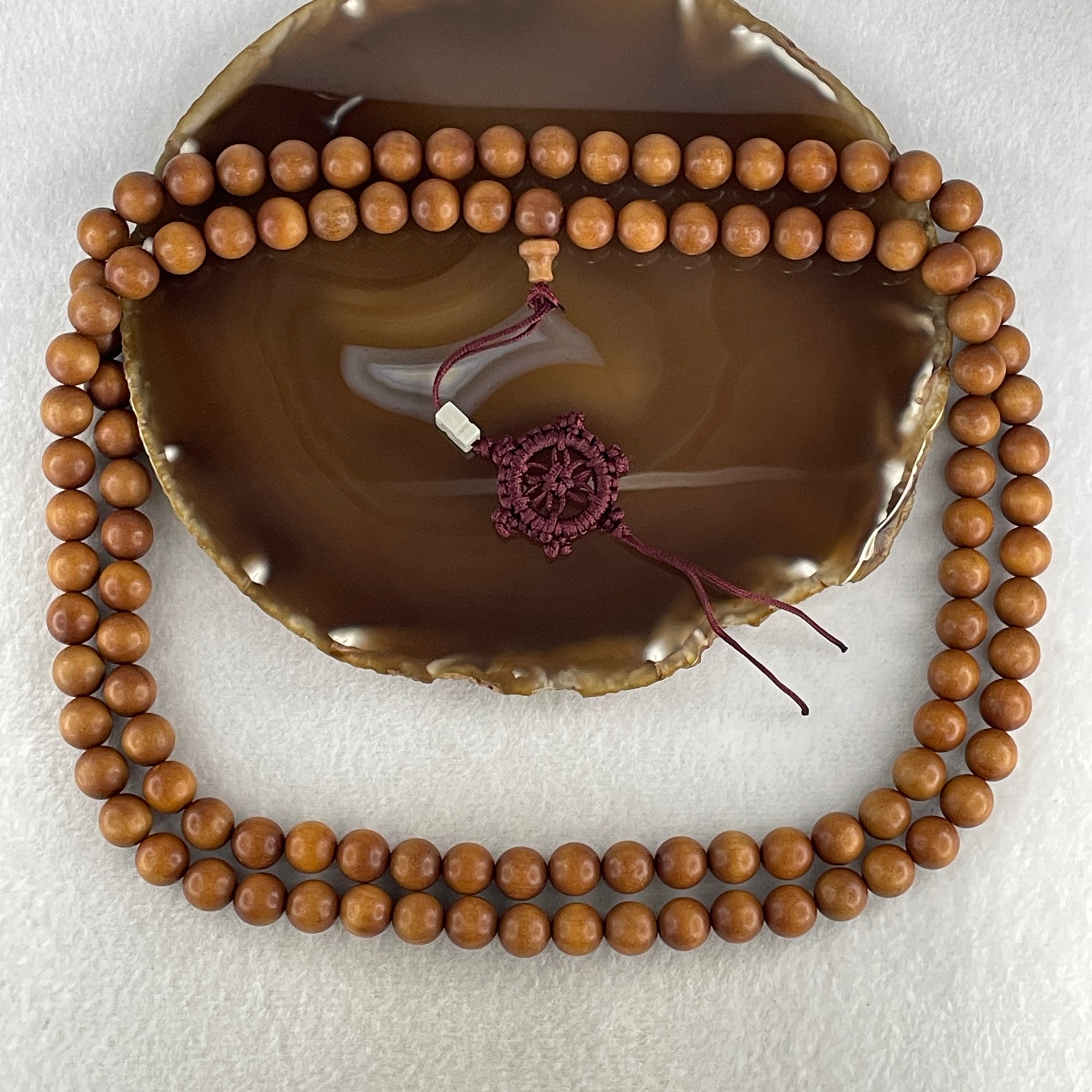 Certified Natural Sandalwood Beads Necklace 61.43g 106cm 10.0mm 108Beads - Huangs Jadeite and Jewelry Pte Ltd