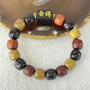 Natural Mixed Color Rose Wood Beads Bracelet 多宝珠小叶紫檀黑檀金丝楠手链 23.18g 18cm 12.2mm 16 Beads - Huangs Jadeite and Jewelry Pte Ltd