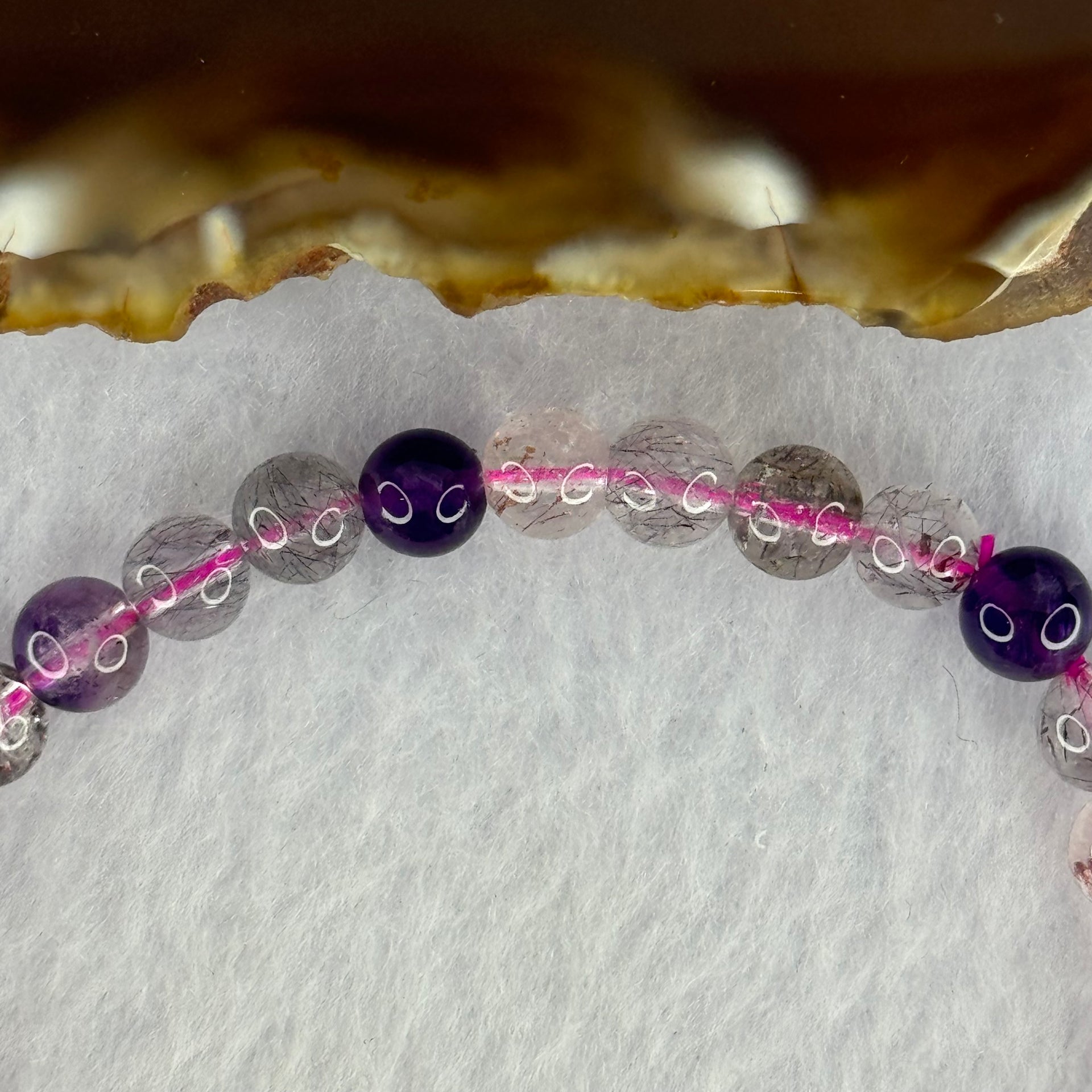 Natural Super 7 Beads Bracelet 9.67g 15.5cm 6.3mm 30 Beads - Huangs Jadeite and Jewelry Pte Ltd