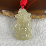 Natural Type A Light Yellowish Jadeite Cai Shen Ye God of Fortune Pendant 5.41g 29.7 by 16.7 by 6.0mm - Huangs Jadeite and Jewelry Pte Ltd
