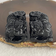 Certified Natural Type A Black Omphacite Jadeite Pixiu pair Pendant Each About 62.04g 50.6 by 28.6 by 21.4mm And 64.08g 50.0 by 27.5 by 22.7mm - Huangs Jadeite and Jewelry Pte Ltd