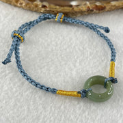 Type A Blueish Green Jadeite Ping An Kou Donut With String Bracelet 2.60g 15.2 by 5.9mm - Huangs Jadeite and Jewelry Pte Ltd