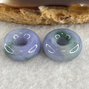 Natural Type A Intense Lavender with Green Piao Hua Jadeite Donut Pair for Setting 5.57g 15.2 by 6.2mm - Huangs Jadeite and Jewelry Pte Ltd