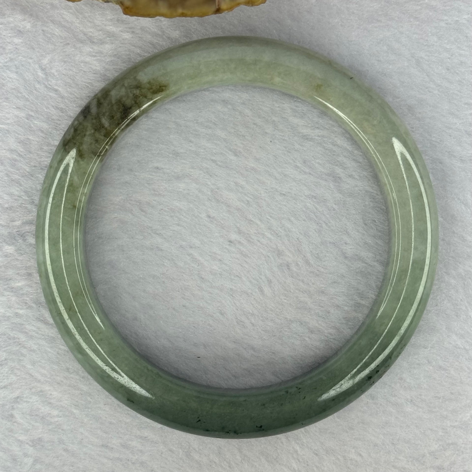 Type A Green with Light Green and Brown Jadeite Bangle 48.75g Internal Diameter 54.1mm 10.7 by 8.9mm (Very Slight Fine Line) - Huangs Jadeite and Jewelry Pte Ltd