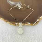 Type A Faint Lavender to White Milo Buddha with Crystals in S925 Sliver Pendant and Necklace 6.95g 16.2 by 16.2 by 8.5mm - Huangs Jadeite and Jewelry Pte Ltd