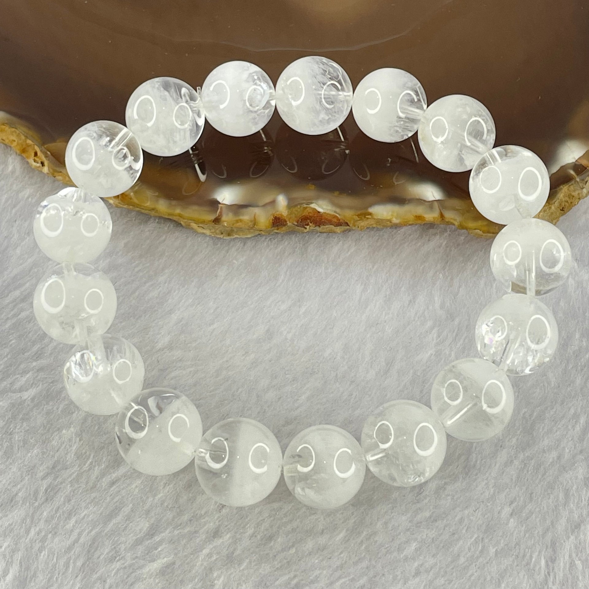 Natural White Phantom Quartz Beads Bracelet 44.82g 12.7mm 17 Beads - Huangs Jadeite and Jewelry Pte Ltd
