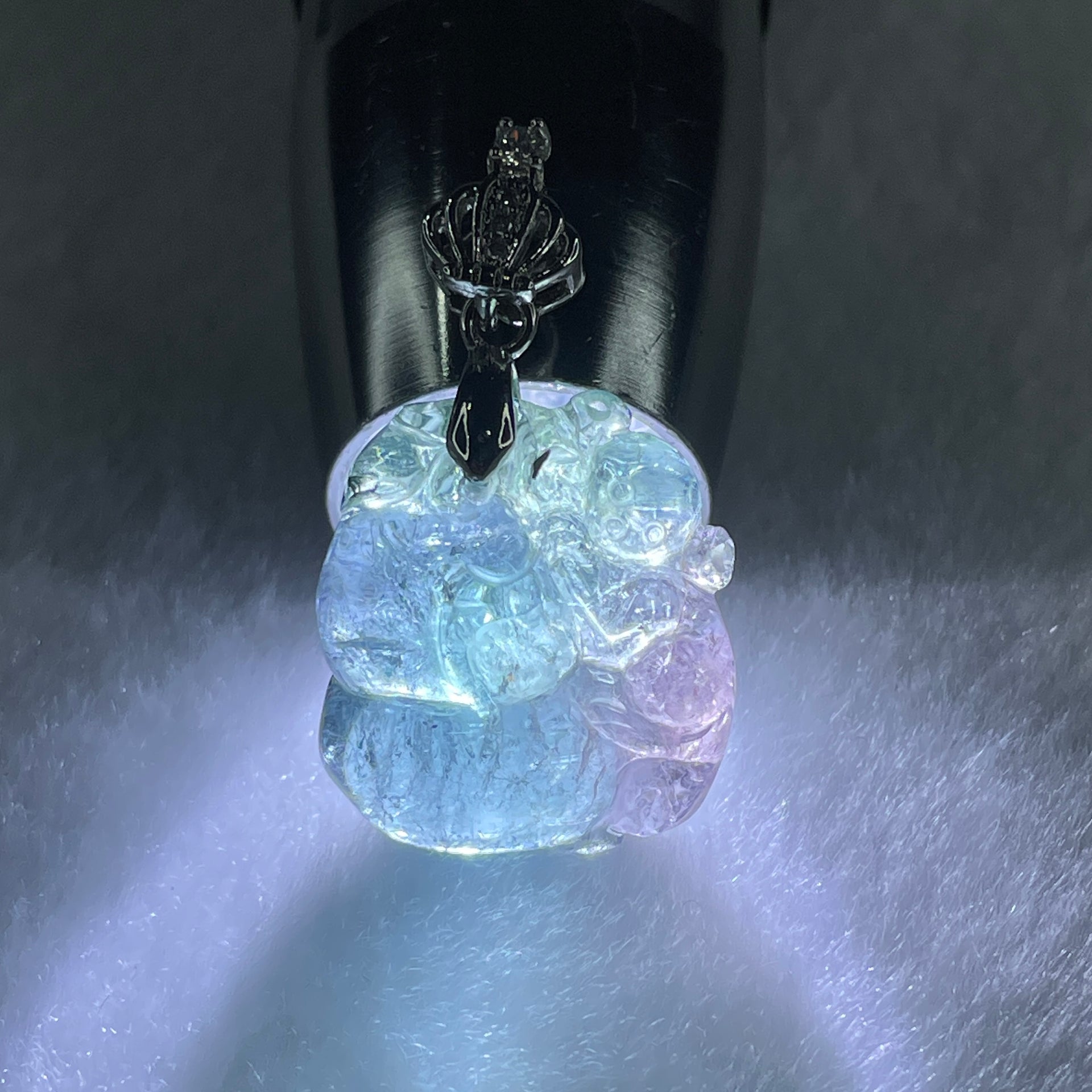 Very Very Good Natural Green Tourmaline Crystal Hulu with Monkey Pendant 9.34g 22.8 by 20.2 by 11.6mm - Huangs Jadeite and Jewelry Pte Ltd