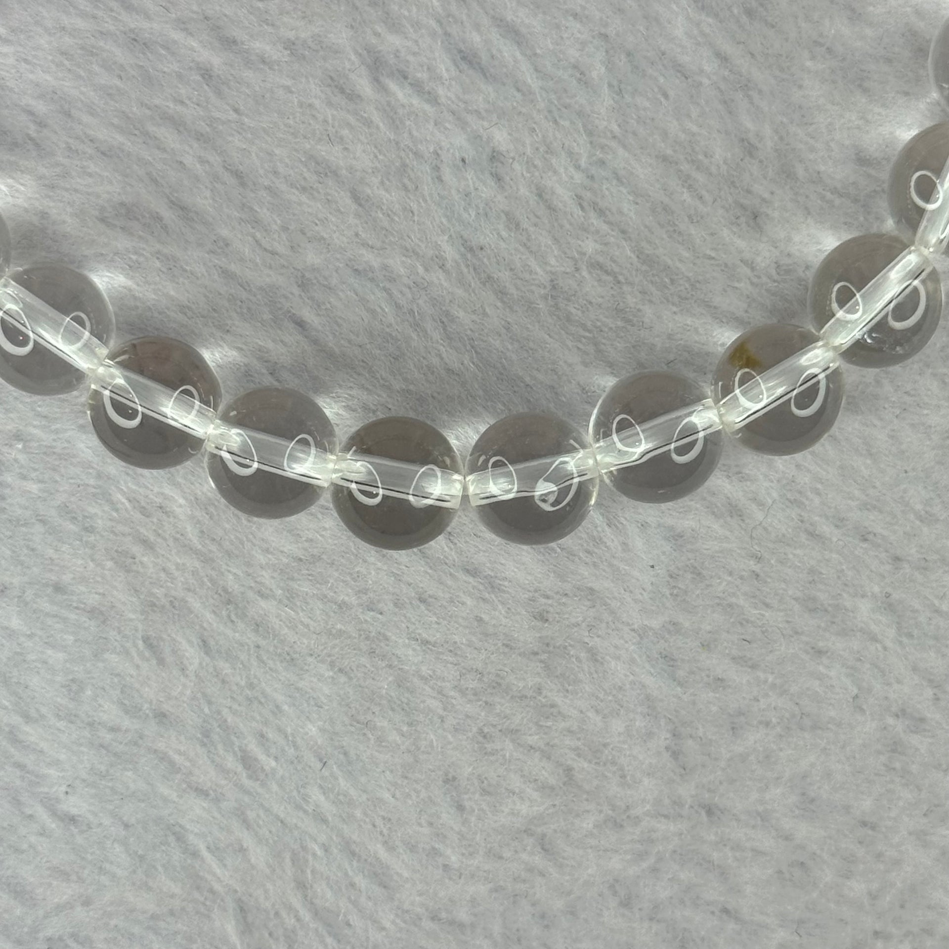 Natural Clear Quartz Bracelet 天然白水晶手链 18.56g 16.5cm 8.4mm 24 Beads - Huangs Jadeite and Jewelry Pte Ltd