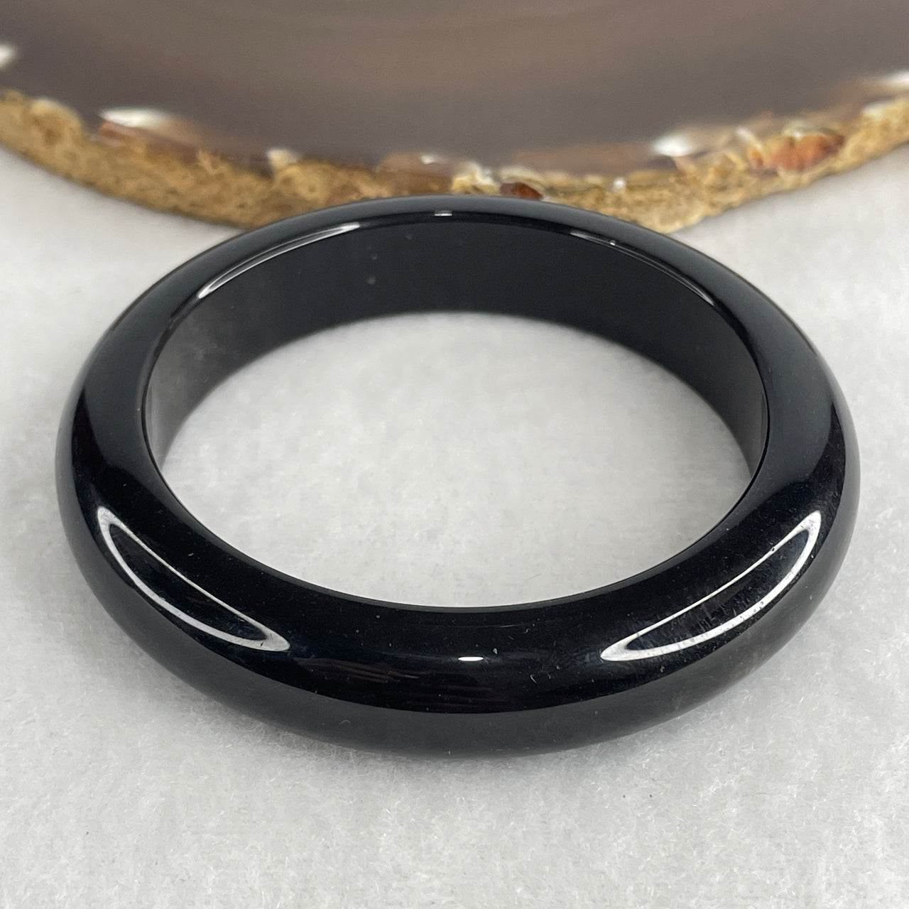 Natural Black Obsidian Bangle | Armlet & Psychic Protection Shield (42.93g 12.8 by 8.8mm | 54.9mm Inner Diameter | Perfect)