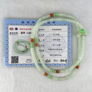 Type A Light Green Apple Green and Red Jadeite Beads Necklace 45.64g 64cm 5.8mm 181 + 6 Beads - Huangs Jadeite and Jewelry Pte Ltd