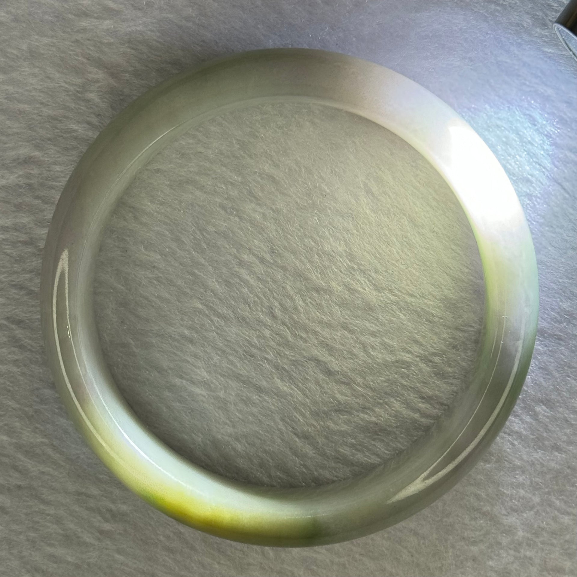 Type A Lavender with Green and Yellow Patches Jadeite Bangle Internal Diameter 59.0mm 67.00g 15.3 by 8.4mm (Close to Perfect) - Huangs Jadeite and Jewelry Pte Ltd