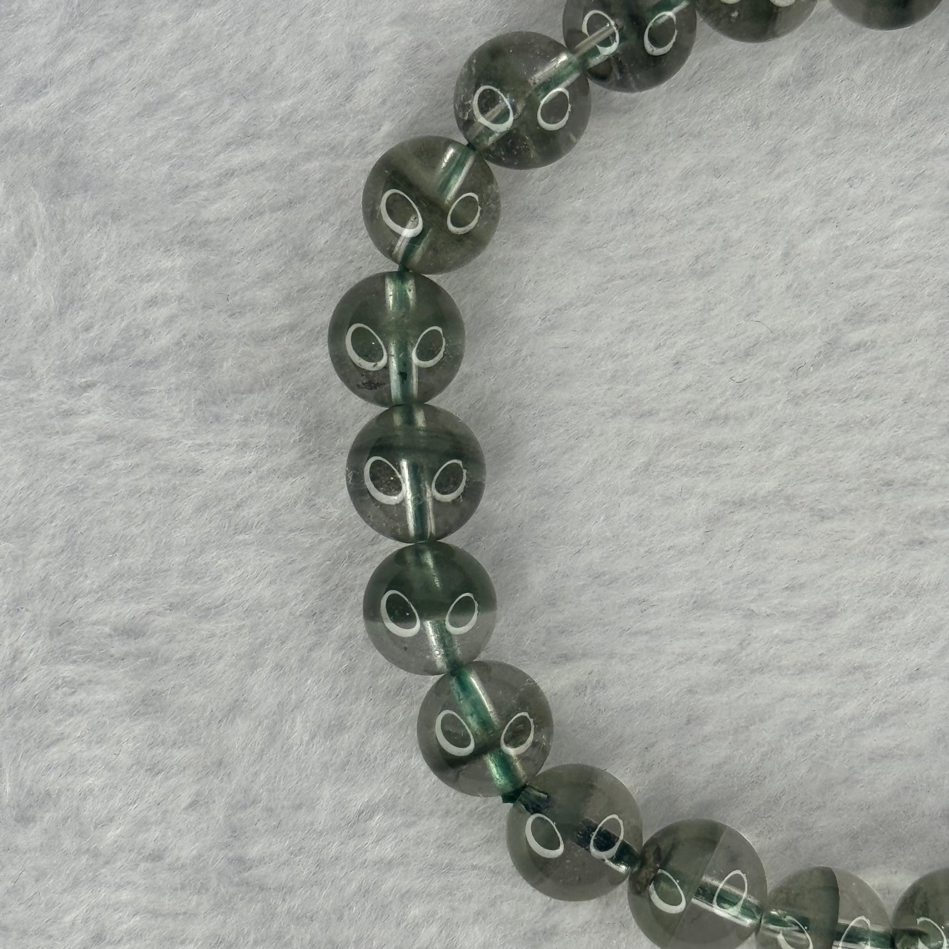 Very Good Grade Natural Green Phantom Quartz Beads Bracelet 20.41g 16.5cm 8.7mm 23 Beads - Huangs Jadeite and Jewelry Pte Ltd