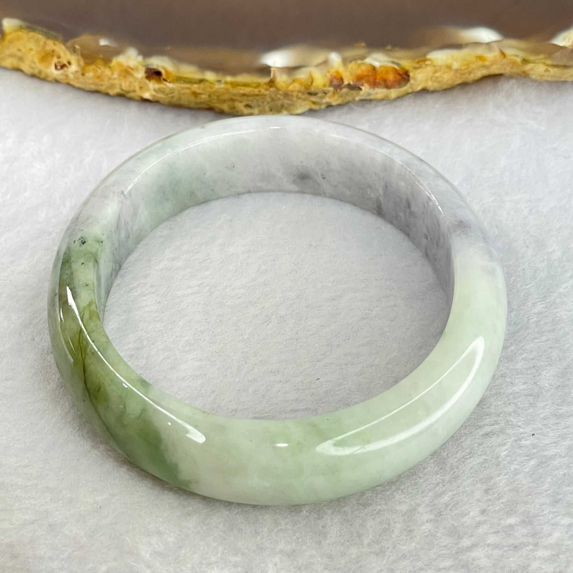 Type A Lavender with Green and Wuji Grey Piao Hua Jadeite Bangle Internal Diameter 55.5mm 41.59g 12.0 by 7.3mm (External Line) - Huangs Jadeite and Jewelry Pte Ltd