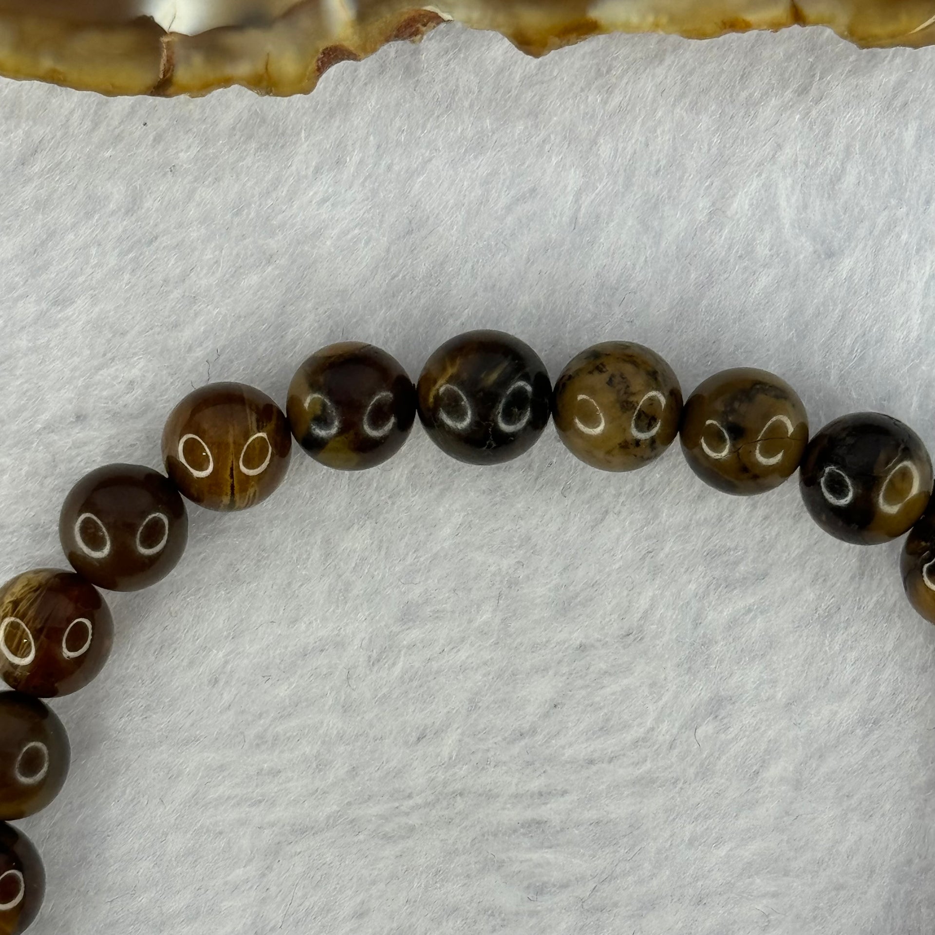 Natural Brown Amber Beads Bracelet 5.77g 7.9 15cm 7.9mm 24 Beads - Huangs Jadeite and Jewelry Pte Ltd