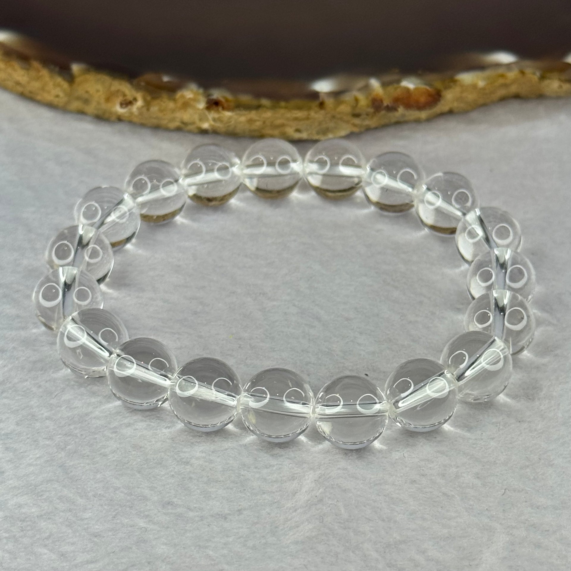Natural Clear Quartz Bracelet 天然白水晶手链 30.28g 17cm 10.6mm 19 Beads - Huangs Jadeite and Jewelry Pte Ltd