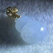 Type A Semi Icy Deep Lavender Jadeite Hulu and Diamonds in 18K AU750 Yellow Gold Four Leaf Clover Pendant 2.19g 15.8 by 11.9 by 6.2mm - Huangs Jadeite and Jewelry Pte Ltd