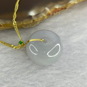 Type A Lavender Jadeite Ping An Kou Donut 平安扣 in 18k Gold Setting 9.43g 18.8 by 18.9 by 13.5mm with 925 Silver Necklace - Huangs Jadeite and Jewelry Pte Ltd