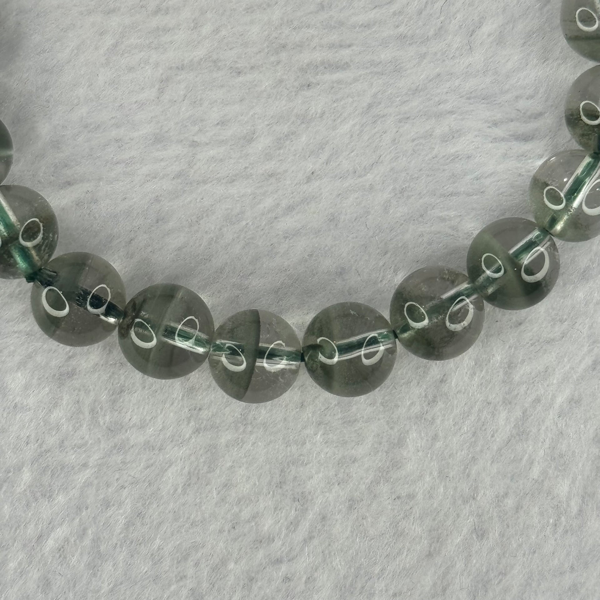 Very Good Grade Natural Green Phantom Quartz Beads Bracelet 20.41g 16.5cm 8.7mm 23 Beads - Huangs Jadeite and Jewelry Pte Ltd