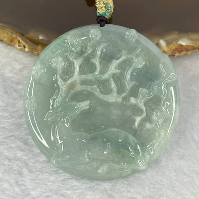 Certified Type A Light Sky Blue with Lavender Patches Jadeite Deer Pendent 一路发财一路有你 20.22g 43.5 by 6.8 mm - Huangs Jadeite and Jewelry Pte Ltd