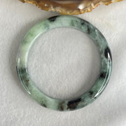 Type A Light Blueish Green with Dark Blueish Green Piao Hua Jadeite Bangle 54.41g Inner Diameter 56.9mm 11.1 by 8.9mm (Very Slight Internal Lines) - Huangs Jadeite and Jewelry Pte Ltd