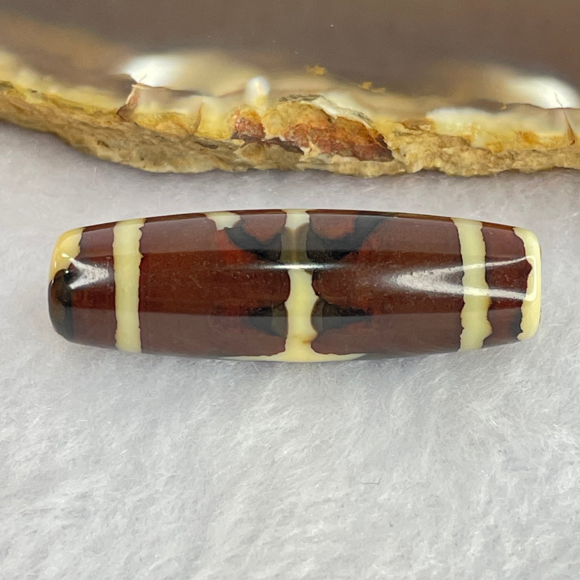 Natural Powerful Tibetan Old Oily Agate Patina Guiren Tairen Human Dzi Bead Totem Amulet Heavenly Master (Tian Zhu) 贵人天诛 8.23g 37.9 by 11.9mm - Huangs Jadeite and Jewelry Pte Ltd