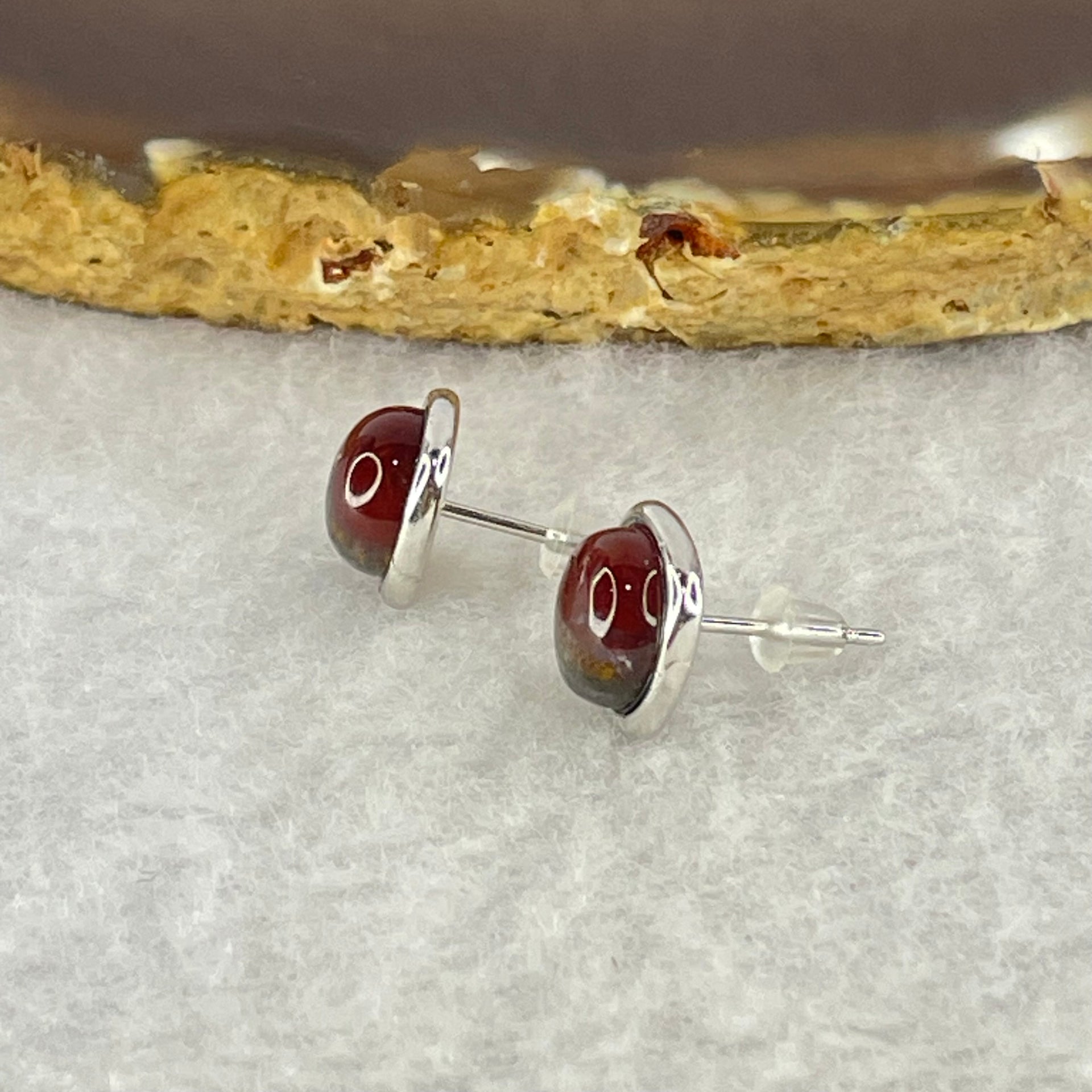 Good Grade Natural Auralite 23 S925 Silver Earrings 2.21g 7.8 by 3.5mm - Huangs Jadeite and Jewelry Pte Ltd