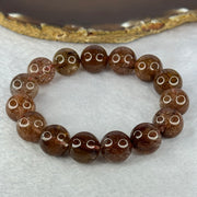 Natural Copper Rutilated Quartz Beads Bracelet 銅髮晶手镯 52.90g 17.5cm 14.mm 15 Beads - Huangs Jadeite and Jewelry Pte Ltd