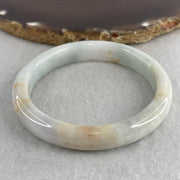 Natural Type A Light Lavender with Green and Brownish Piao Hua Jadeite Flat Ding Dang Bangle 39.14g Inner Diameter 54.5mm 10.2 by 7.2mm (Slight External Rough) - Huangs Jadeite and Jewelry Pte Ltd