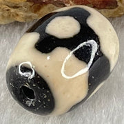 Natural Powerful Tibetan Old Oily Dark Brown With White Agate 3 Eyes Dzi Bead Heavenly Master (Tian Zhu) 三眼天诛 4.37g 17.4 by 12.9mm - Huangs Jadeite and Jewelry Pte Ltd