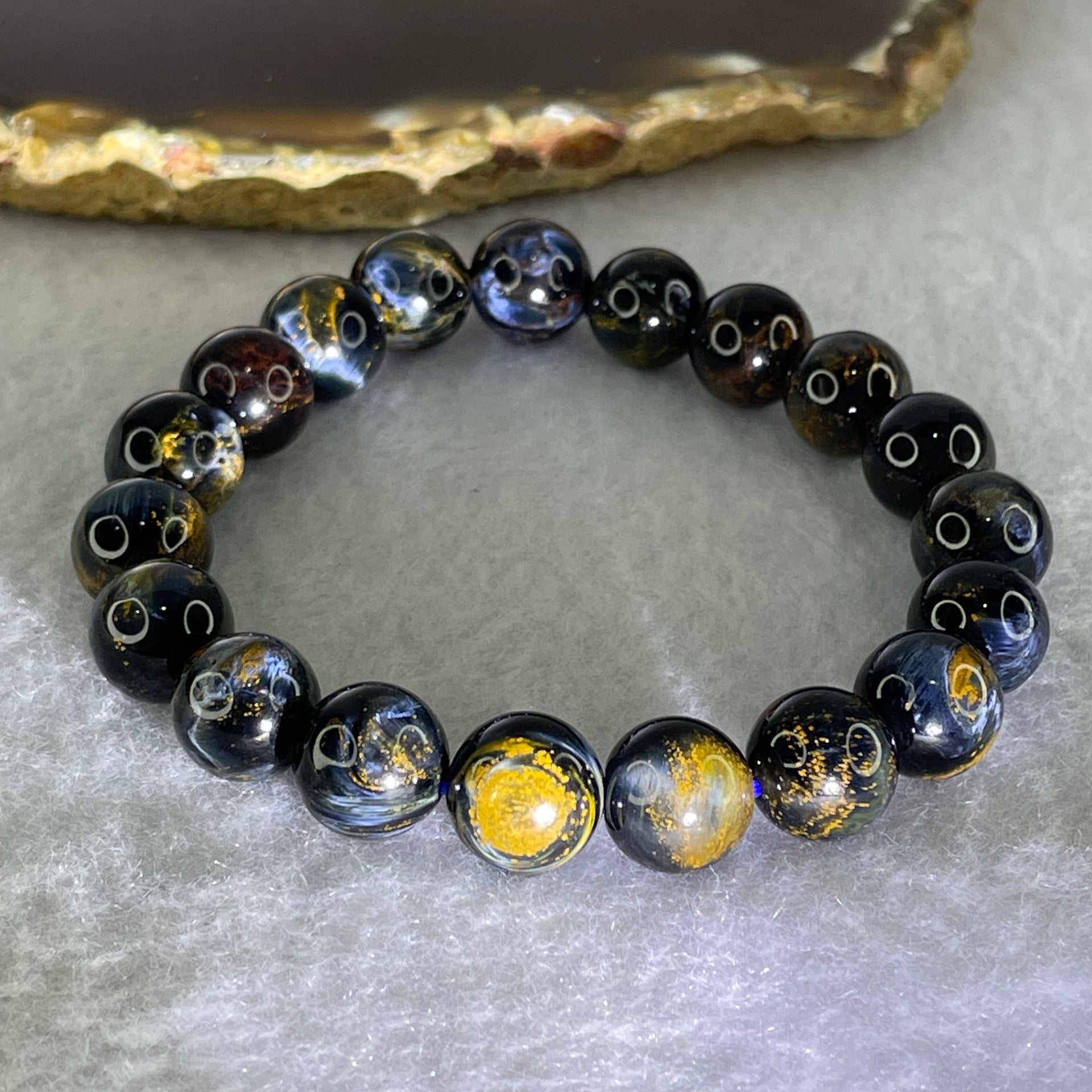 Good Grade Natural Petersite Beads Bracelet 27.55g 16cm 10.3mm 19 Beads - Huangs Jadeite and Jewelry Pte Ltd
