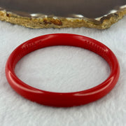 Natural Red Cinnabar Bangle with Inscription 20.10g Internal Diameter 58.0mm 10.0 by 5.9mm - Huangs Jadeite and Jewelry Pte Ltd