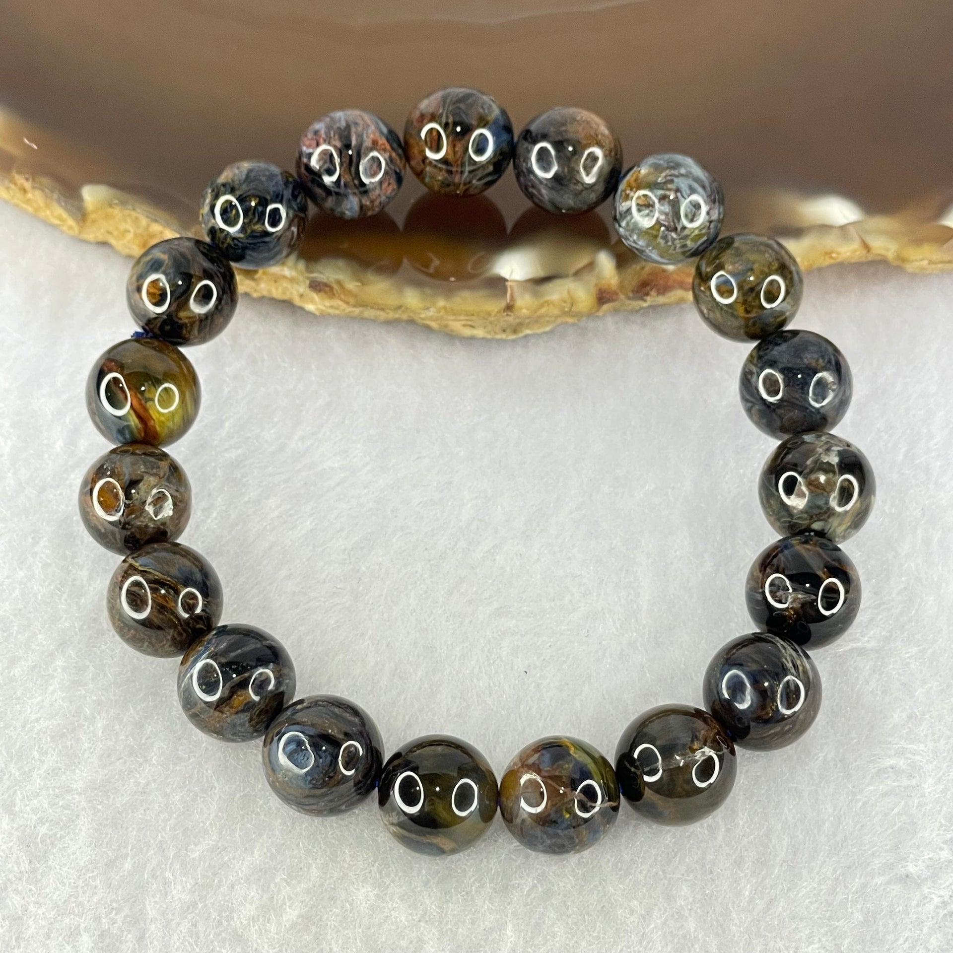 Good Grade Natural Petersite Beads Bracelet 31.34g 17cm 10.8mm 19 Beads - Huangs Jadeite and Jewelry Pte Ltd