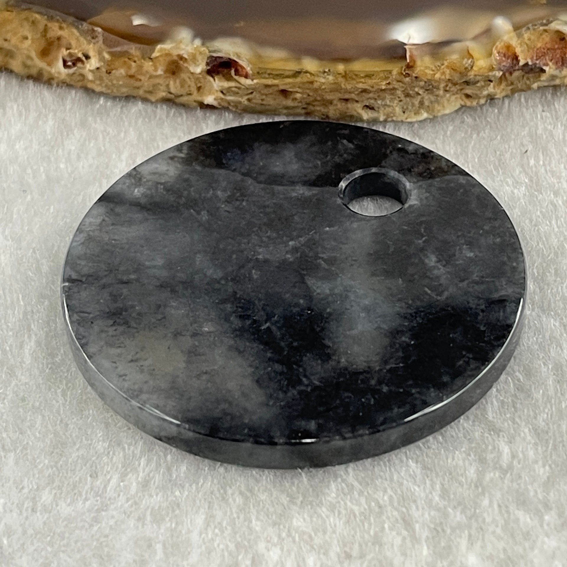 Type A Semi Icy Wuji Black Grey Wu Shi Pai Pendant Charm 15.92g 41.6 by 3.6mm - Huangs Jadeite and Jewelry Pte Ltd