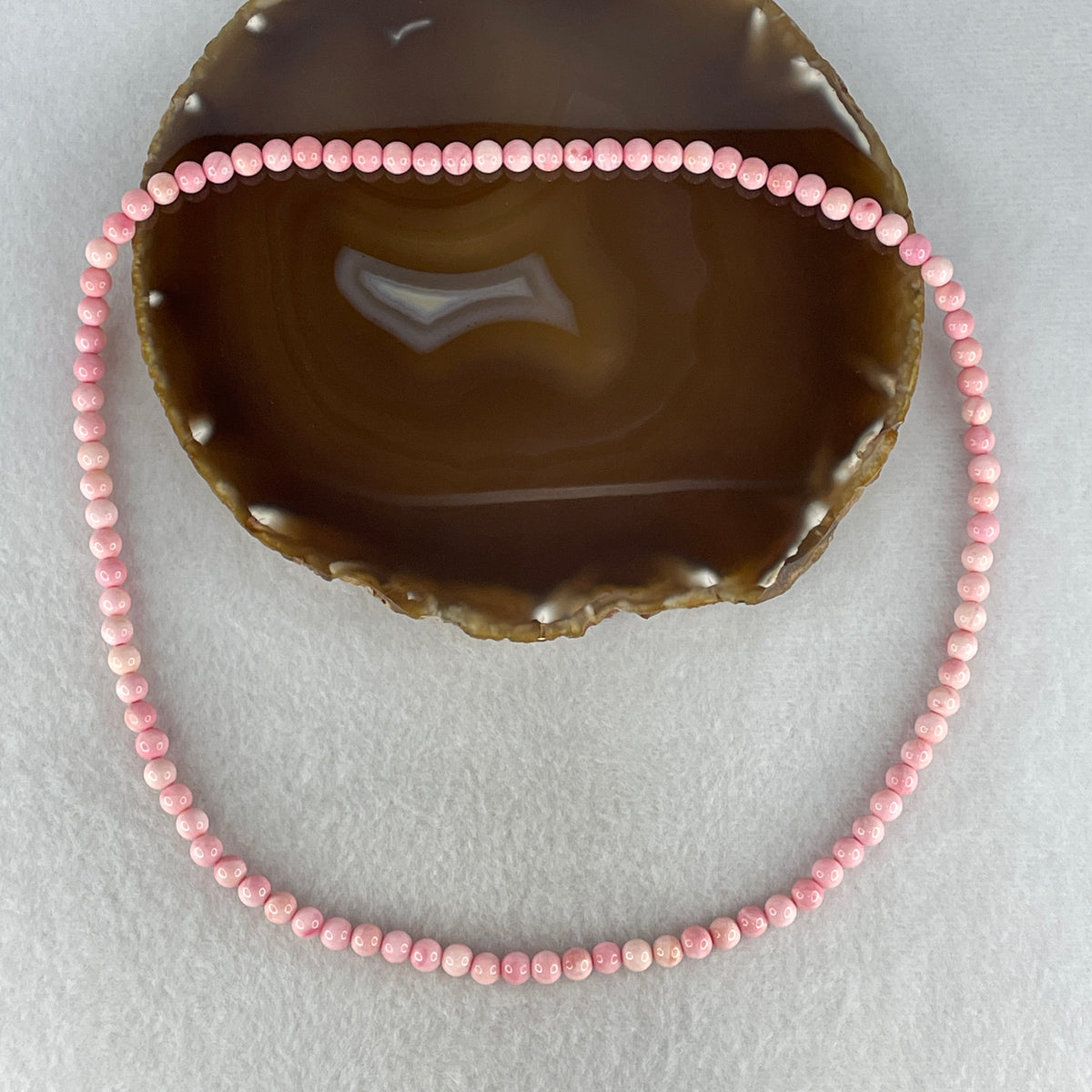 Certified Very Good Grade Natural Pink Queen Shell Beads Necklace | 6.3mm Radiant Mother of Pearl Mala Amulet (36.53g | 54cm Length | 95 Beads)