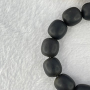 Natural Dark Matt Black Amber Beads Bracelet 天然大黑天翁琥珀手链 29.58g 19cm 15.4mm 19 Beads - Huangs Jadeite and Jewelry Pte Ltd