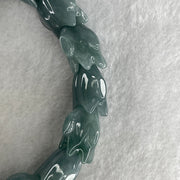 Certified Natural Type A Blueish Green Jadeite Dragon Bracelet 55.07g 16.5cm 16.0mm Dragon Head - 14.0mm 13 Pcs - Huangs Jadeite and Jewelry Pte Ltd