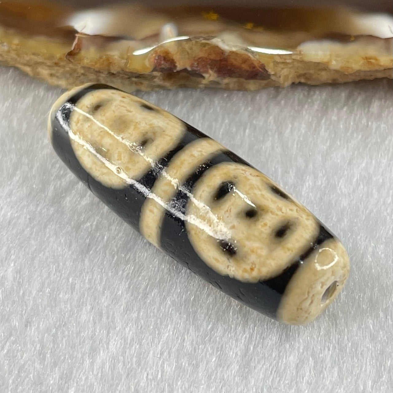 Natural Powerful Tibetan Old Oily Agate Four Coins Dzi Bead Heavenly Master (Tian Zhu) 9.29g 36.9 by 12.7mm - Huangs Jadeite and Jewelry Pte Ltd